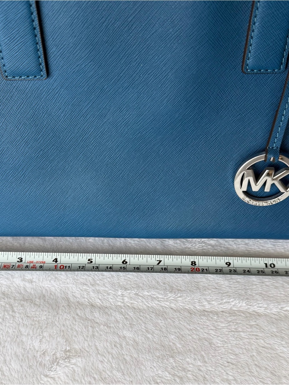 SOLD Michael Kors Dillon Satchel Steel Blue Leather Medium EW Tote Bag MK - Picture 9 of 13